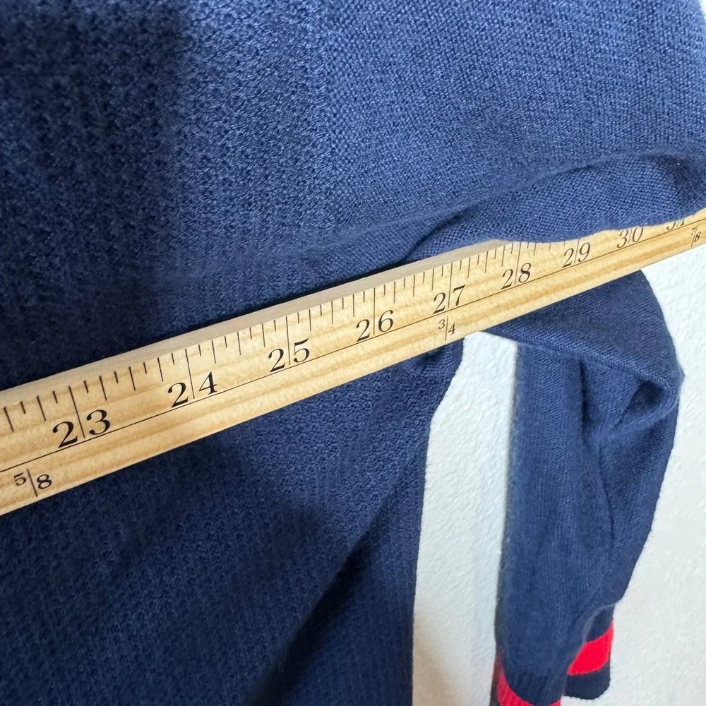 CHAPS Women Navy Blue V Neck Sweater 3X Striped‎ Trim Long Sleeve Casual - Picture 4 of 7